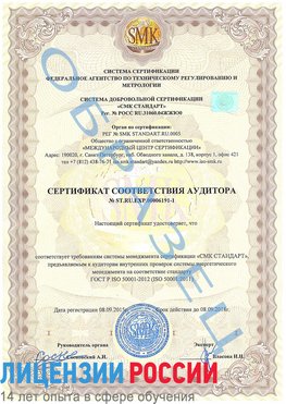 Образец сертификата соответствия аудитора №ST.RU.EXP.00006191-1 Нытва Сертификат ISO 50001
